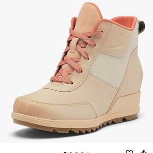 Sorel Women's Beige and Coral Wedge Boots